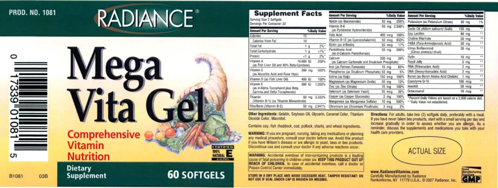 Label for Mega Vita Gel