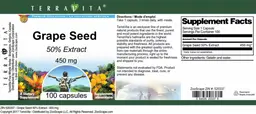 Label for Grape Seed 450 mg 50% Extract