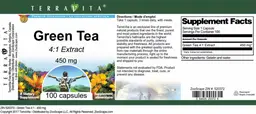 Label for Green Tea 450 mg 4:1 Extract