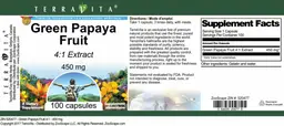 Label for Green Papaya Fruit 450 mg 4:1 Extract