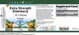 Label for Extra Strength Elderberry 15:1 Extract Powder