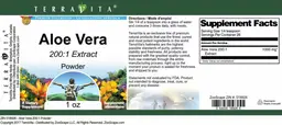 Label for Aloe Vera 200:1 Extract Powder