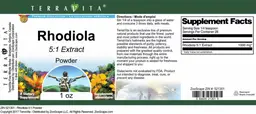 Label for Rhodiola 5:1 Extract Powder