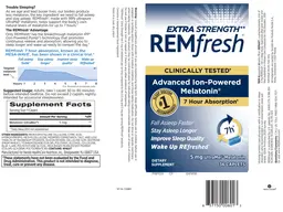 Label for REMfresh Extra Strength Advanced Ion-Powered Melatonin