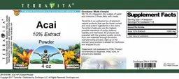 Label for Acai 10% Extract Powder