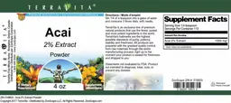 Label for Acai 2% Extract Powder