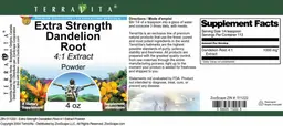 Label for Extra Strength Dandelion Root 4:1 Extract Powder