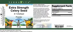 Label for Extra Strength Celery Seed 4:1 Extract Powder