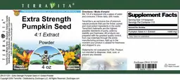 Label for Extra Strength Pumpkin Seed 4:1 Extract Powder