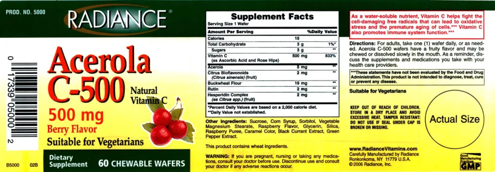 Label for Acerola C-500 500 mg Berry Flavor