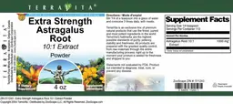 Label for Extra Strength Astragalus Root 10:1 Extract Powder