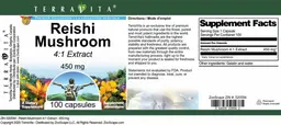 Label for Reishi Mushroom 450 mg 4:1 Extract
