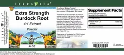 Label for Extra Strength Burdock Root 4:1 Extract Powder