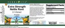Label for Extra Strength Nettle Root 5:1 Extract Powder