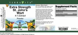 Label for Extra Strength St. John's Wort 4:1 Extract Powder
