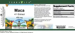 Label for Maca 450 mg 4:1 Extract