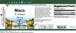 Label for Maca 450 mg 5:1 Extract