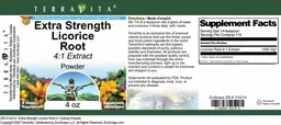 Label for Extra Strength Licorice Root 4:1 Extract Powder