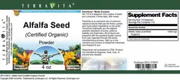 Label for Alfalfa Seed (Certified Organic) Powder