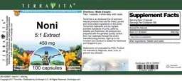 Label for Noni 450 mg 5:1 Extract