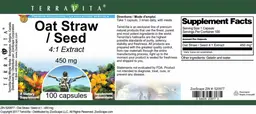 Label for Oat Straw / Seed 450 mg 4:1 Extract