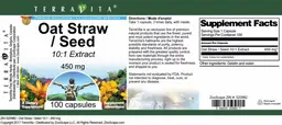 Label for Oat Straw / Seed 450 mg 10:1 Extract 