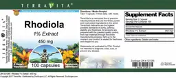 Label for Rhodiola 450 mg 1% Extract