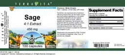 Label for Sage 450 mg 4:1 Extract