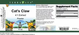 Label for Cat's Claw 4:1 Extract Powder