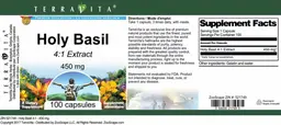 Label for Holy Basil 450 mg 4:1 Extract