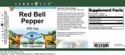 Label for Red Bell Pepper 450 mg