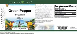 Label for Green Pepper 450 mg 4:1 Extract