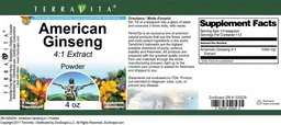 Label for American Ginseng 4:1 Extract Powder
