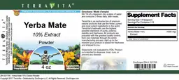 Label for Yerba Mate 10% Extract Powder