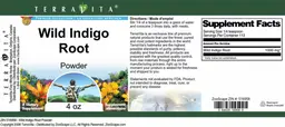 Label for Wild Indigo Root Powder