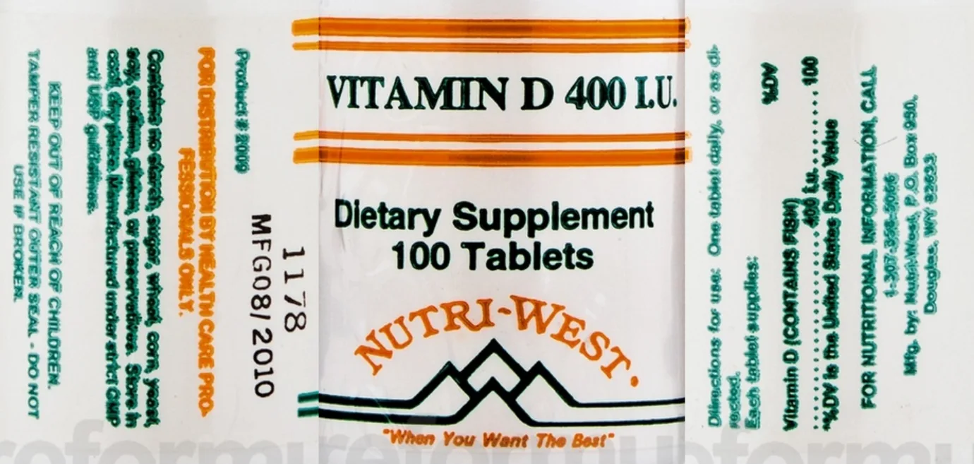 Label for Vitamin D 400 IU