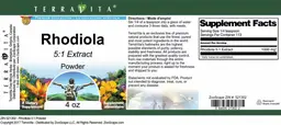 Label for Rhodiola 5:1 Extract Powder