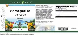 Label for Sarsaparilla 4:1 Extract Powder