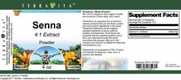 Label for Senna 4:1 Extract Powder
