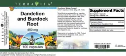 Label for Dandelion and Burdock Root 450 mg