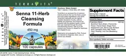 Label for Senna 11-Herb Cleansing Formula 450 mg