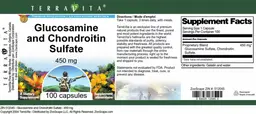 Label for Glucosamine and Chondroitin Sulfate 450 mg
