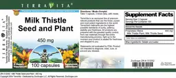 Label for Milk Thistle Seed and Plant 450 mg