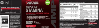 Label for Amplified Stamina Fruit Blast