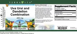 Label for Uva Ursi and Dandelion Combination 450 mg