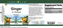 Label for Ginger 4:1 Extract Powder