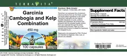 Label for Garcinia Cambogia and Kelp Combination 450 mg