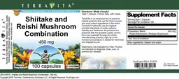Label for Shiitake and Reishi Mushroom Combination 450 mg