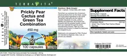 Label for Prickly Pear Cactus and Green Tea Combination 450 mg