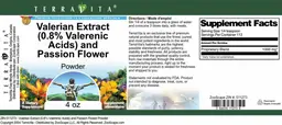 Label for Valerian Extract (0.8% Valerenic Acids) and Passion Flower Powder